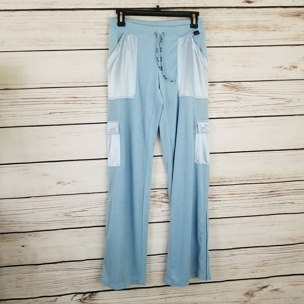 BCBGMaxAzria Terry Track Pants Shiny Satin Pockets